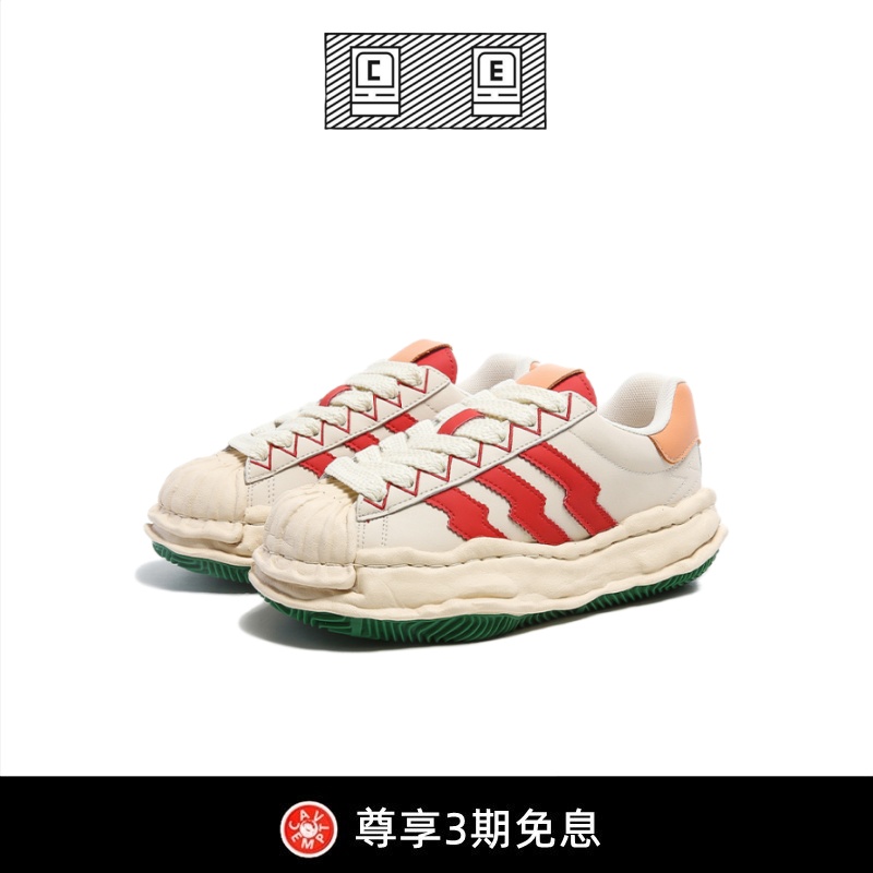 【BD CAVEMPT】三原康裕贝壳头厚底溶解鞋男女时尚拼色三条杠板鞋