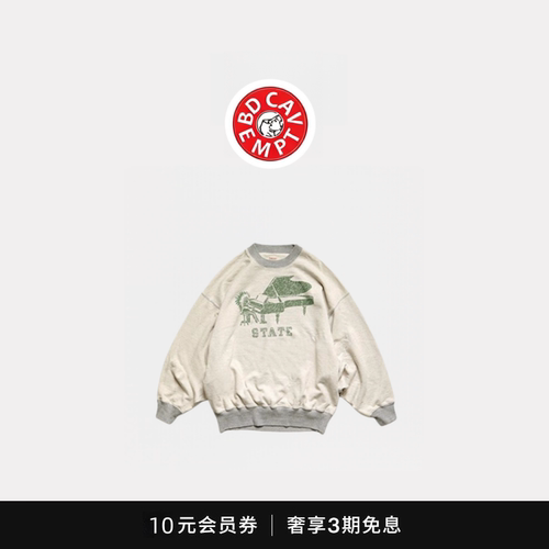 [5折现货]BD CAVEMPT平田和宏 余文乐裹毛蝙蝠袖纯棉印花圆领卫衣