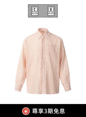 【BD CAVEMPT】低饱和粉红色泡泡褶皱纱衬衫休闲宽松廓形格纹长袖