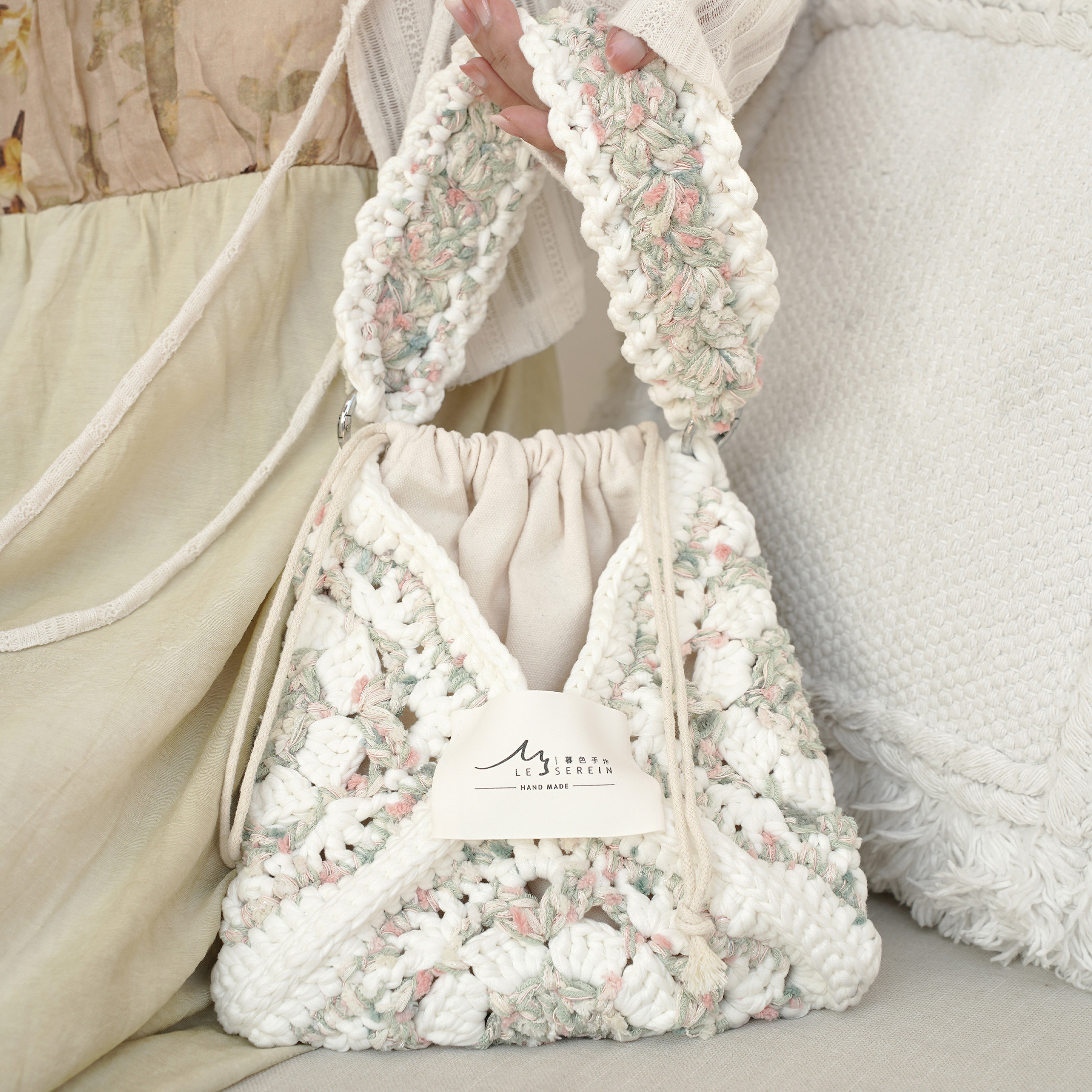 暮色｜花片包小兰花款毛线手工diy材料包钩针编织包礼物钩织原创,服饰配件/皮带/帽子/围巾,DIY编织材料包,淘宝优惠券,粉丝福利购,淘宝优惠卷