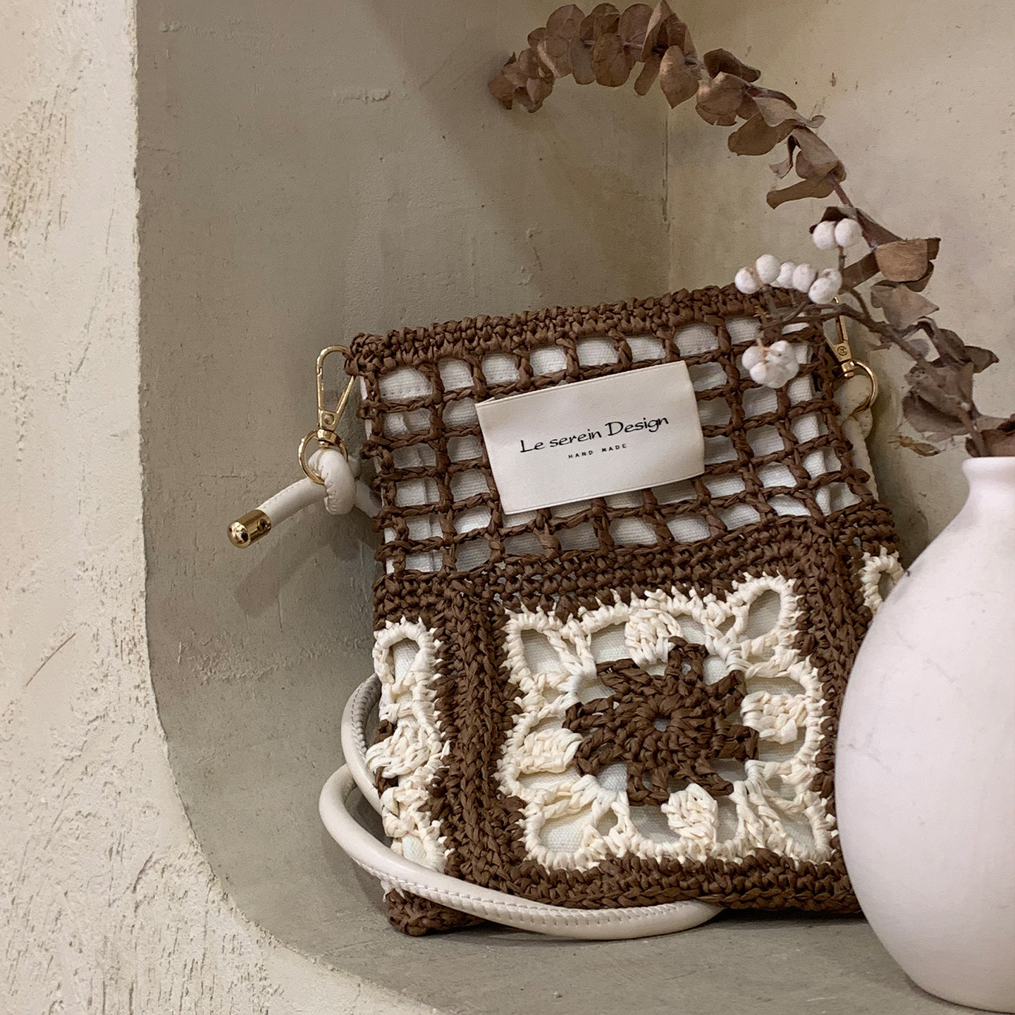 暮色｜花片手机包咖色款棉草线钩织手工DIY材料包手提单肩礼物,服饰配件/皮带/帽子/围巾,DIY编织材料包,淘宝优惠券,粉丝福利购,淘宝优惠卷