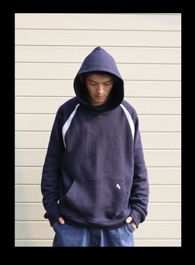 Mid9summer2024款拼接宽松连帽套头卫衣