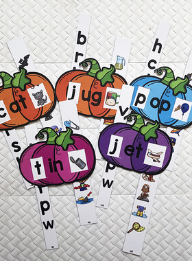 phonics自然拼读抽拉卡儿童英语启蒙桌面游戏CVC单词卡片教师具