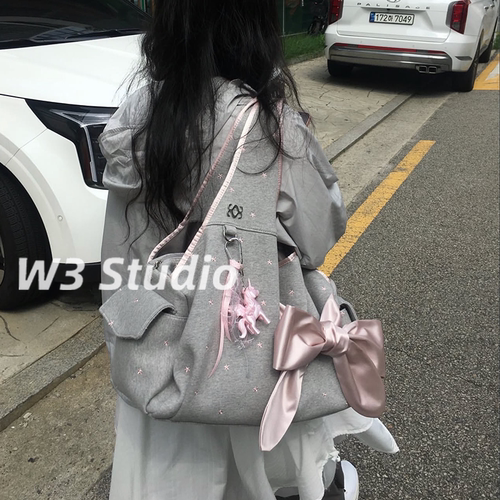 333Studio韩国小众Siweol107蝴蝶结托特包大容量通勤有单肩包y2k