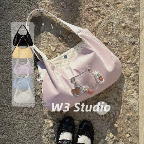 333Studio韩国小众Leterie双面波点单肩斜跨Hobo包大容量托特包