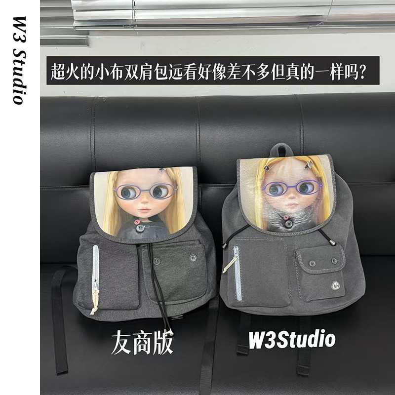 韩国小众Coyseio双肩包Blythe联名卡通娃娃印花复古书包学生背包