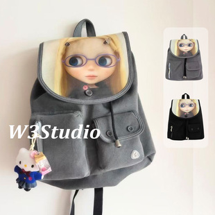 韩国小众Coyseio双肩包Blythe联名卡通娃娃印花复古书包学生背包