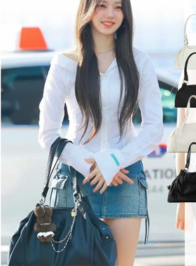 春夏新款韩国小众ason流浪包复古暗黑大容量通勤机车包单肩托特包