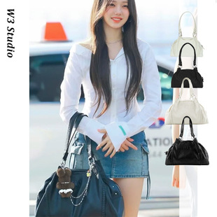 春夏新款韩国小众ason流浪包复古暗黑大容量通勤机车包单肩托特包