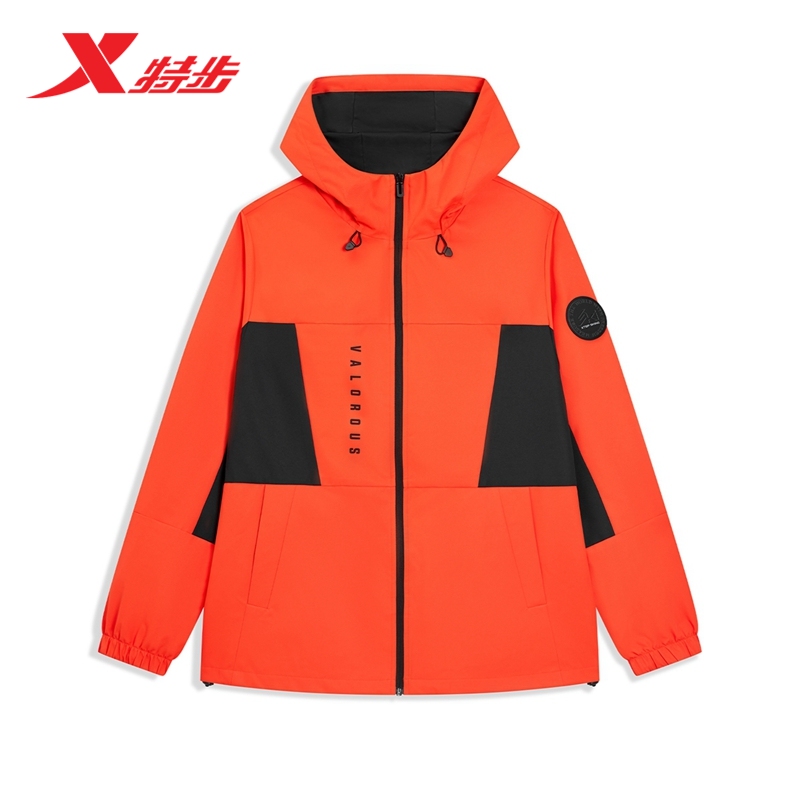 特步保暖风衣男2025年冬季新款男装运动上衣防风外套975429160211