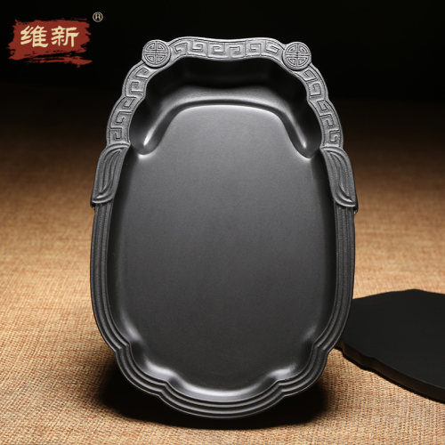 匠心非遗歙砚/仿古蝉形砚/天然原石带盖砚台素砚实用小楷墨盘端砚老坑文房四宝送礼自用佳品书法国画素池