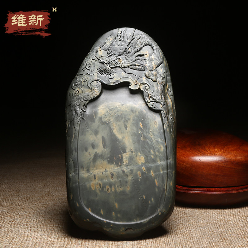 名师作品老坑砚台天然原石歙砚
