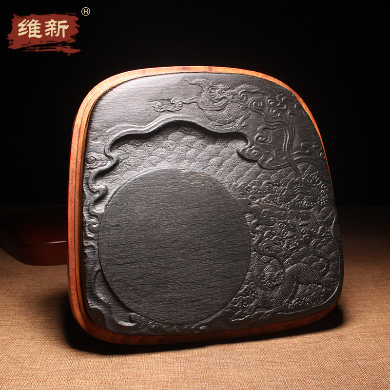 《祥龙献瑞》传统歙砚老坑水波金晕 天然原石龙尾砚台四大名砚之一