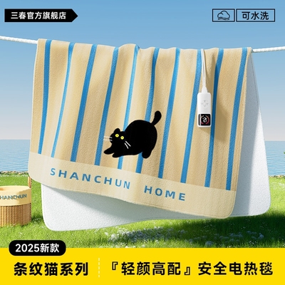 条纹猫电热毯双人单人学生宿舍床