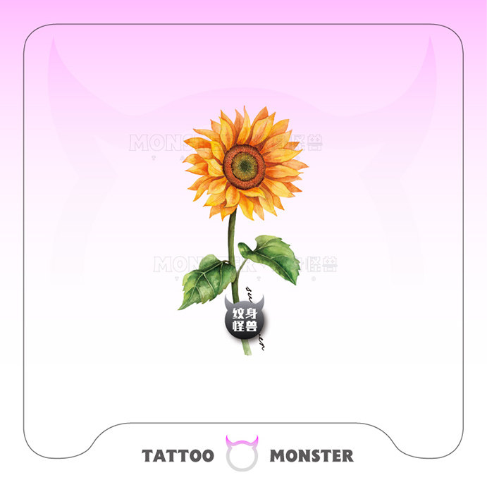 纹身怪兽植物花朵向日葵英文纹身贴防水女持久仿真小清新文艺脚踝