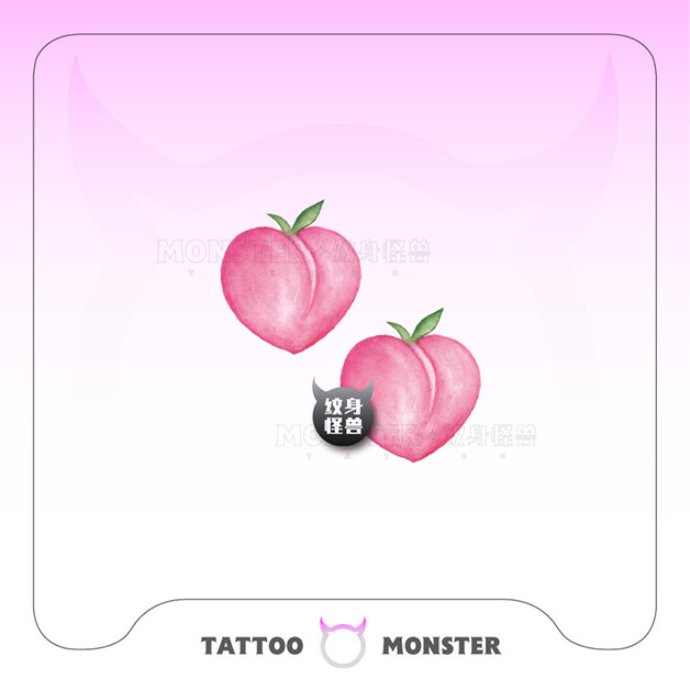 纹身怪兽水果桃子防水纹身贴女持久仿真锁骨韩国可爱小清新小图案