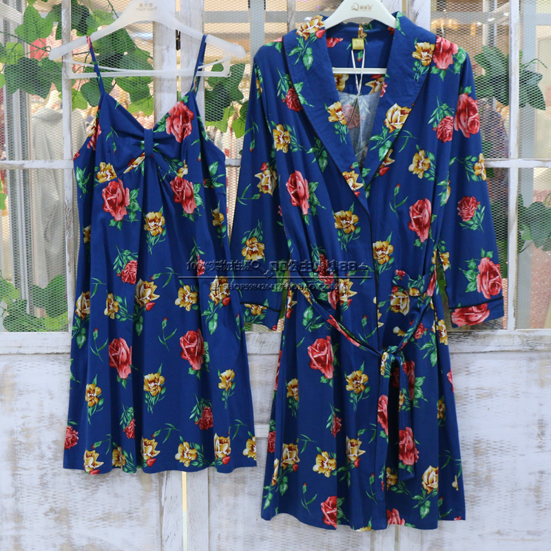 女士两件套吊带蕾丝长袖家居服