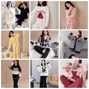 珊瑚绒女秋冬加厚绒可爱大弹力家居服半边绒软绵绵睡衣套装可外穿