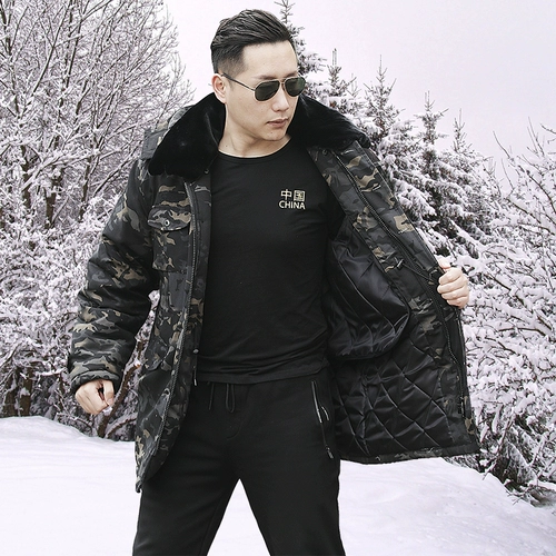 Камуфляжное длинное водонепроницаемое пальто, удерживающий тепло пуховик, увеличенная толщина, средней длины