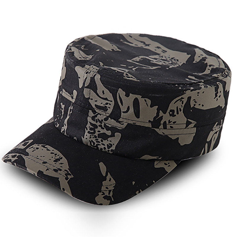 黑色棉质遮阳帽子户外防晒迷彩小兵帽战术棒球帽军迷帽男平顶帽
