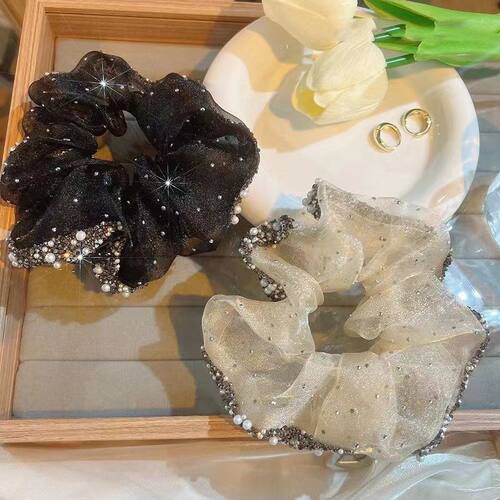欧根纱百搭大肠发圈女发绳扎马尾皮套头绳超仙简约气质丸子头饰