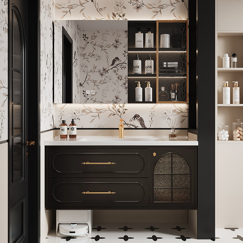 法式复古浴室柜烤漆陶瓷一体盆卫生间洗漱台洗手盆洗脸盆卫浴套装