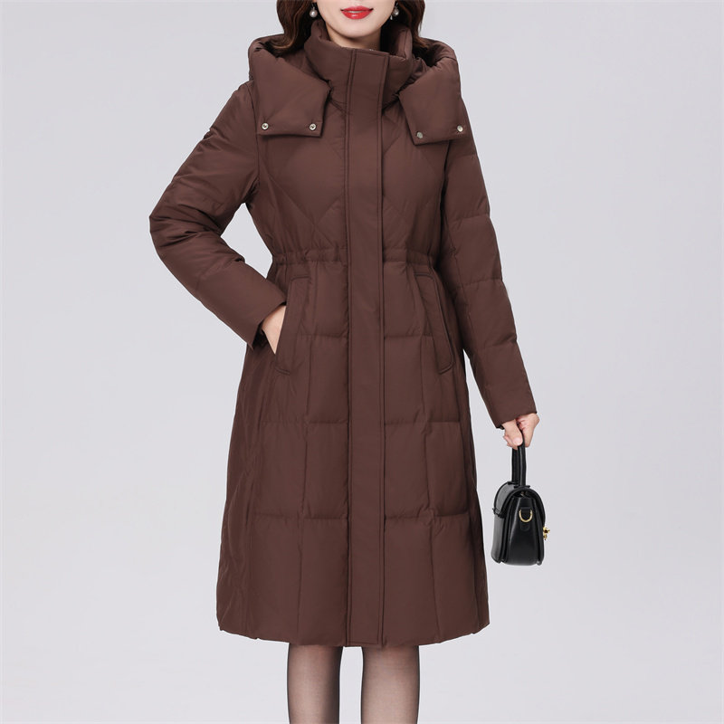 羽绒服女冬新款长款过膝收腰显瘦修身洋气保暖中年妈妈外套