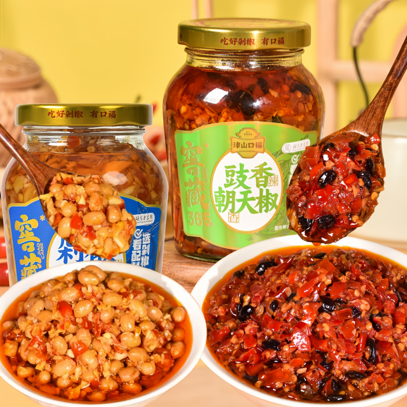 津山口福豉香朝天椒280g家用炒菜辣椒酱即食下饭菜拌饭拌面剁椒酱,粮油调味/速食/干货/烘焙,辣椒酱,淘宝优惠券,粉丝福利购,淘宝优惠卷