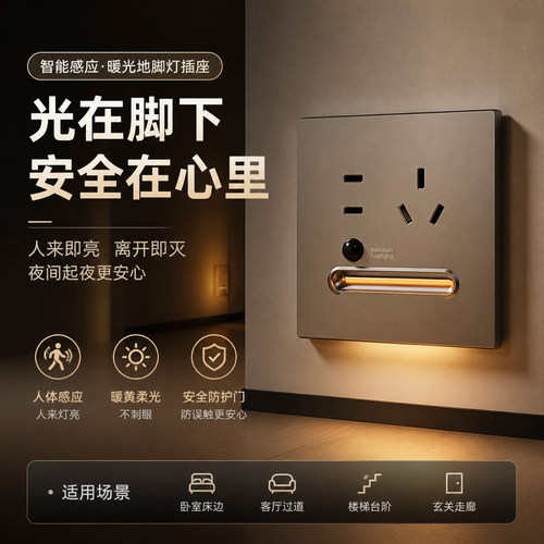 86型人体感应光感LED地脚灯