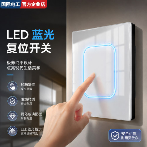家用白色开关面板带LED指示灯