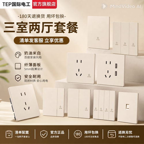 TEP国际电工86型超薄开关套装