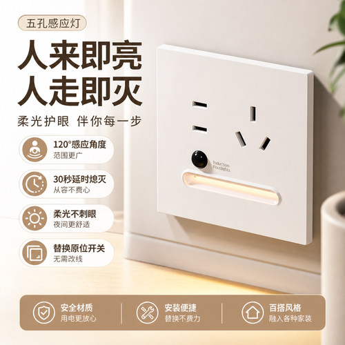 86型人体感应地脚灯带小夜灯