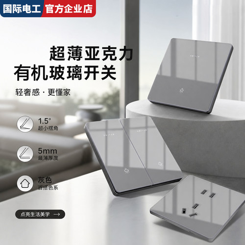 国际电工86型玻璃USB开关插座