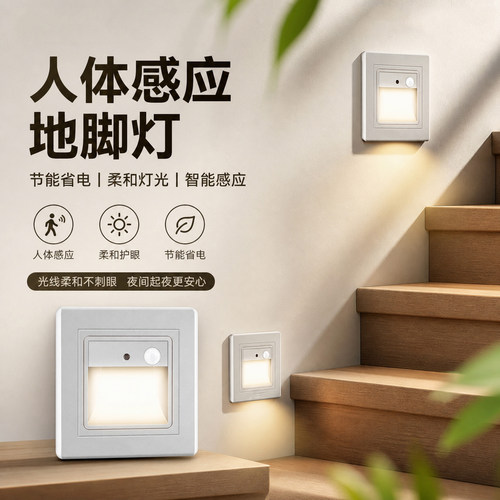 人体感应光控86型LED地脚灯