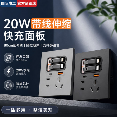 国际电工86型20W快充Type-C插座
