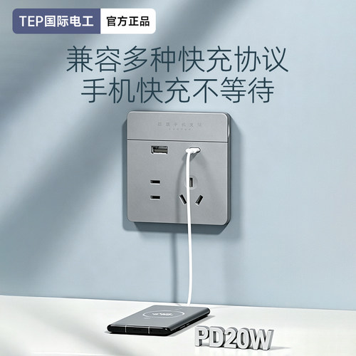 国际电工86型USB+Type-C快充插座