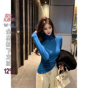 NEW 针织衫 DADADA 复古蓝色高领套头修身 女上衣 波澜不惊 利达
