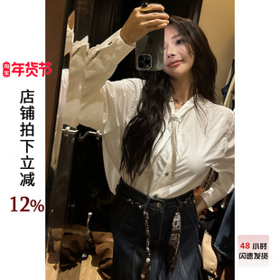 利达 NEW DADADA【月白轻描】白色衬衫女长袖宽松显瘦开衫上衣