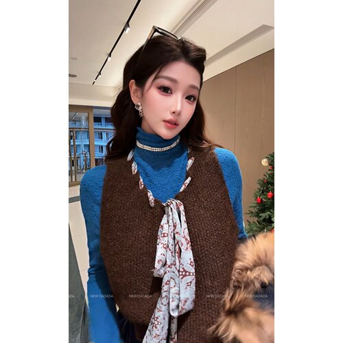 利达 NEW DADADA【翩翩起舞】复古小香风休闲领带无袖针织马甲女