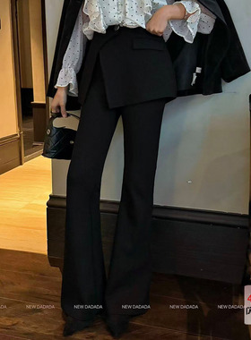 利达 NEW DADADA【灵光甜现】黑色牛仔裤女设计感小众高腰休闲裤