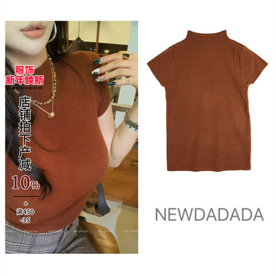 利达 NEW DADADA【柔日轻感】复古卡其短袖T恤女设计感小众上衣