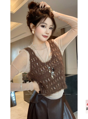 利达 NEW DADADA【甜暖声波】气质休闲设计感显瘦毛织马甲QGM3068