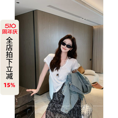 夏季蕾丝短袖t恤女2026新款上衣