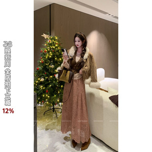 利达 NEW DADADA【豆沙蕾丝裙】时尚气质休闲显瘦半身裙CEZ1443