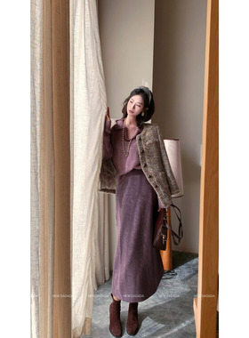 利达 NEW DADADA【娇俏可爱】紫色鱼尾半身裙女中长款高腰A字裙