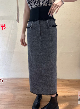 利达NEWDADAD毛呢半身裙女2025呢子a字直筒裙中长包臀裙子TBC3886