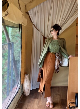 利达 NEW DADADA【金扣橘子海】时尚休闲百搭半身裙CEZ4864