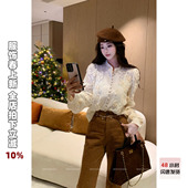 月光奶霜 DADADA 复古中领开衫 长袖 女上衣 利达 镂空蕾丝衫 NEW