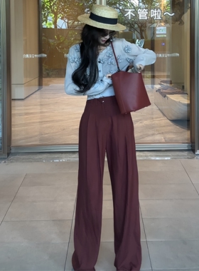 利达NEWDADADA亚麻阔腿裤女夏薄高腰直筒休闲拖地长裤山本裤TQ561