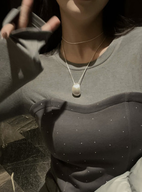 利达NEWDADAD假两件撞色T恤女秋冬加绒修身打底衫内搭上衣TDK2764